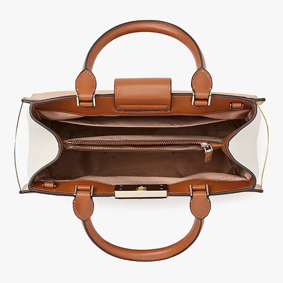 Kate Spade Reegan Colorblock Smooth Leather Satchel In Tiramisu Mousse - Picture 6 of 9
